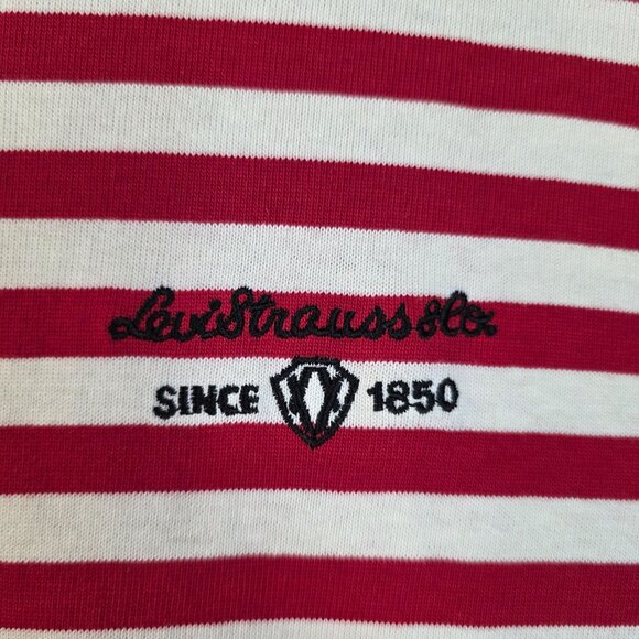 Levis Striped Long Sleeve Tee Shirt Red White Size Large 1991 Vintage Deadstock - Picture 3 of 8